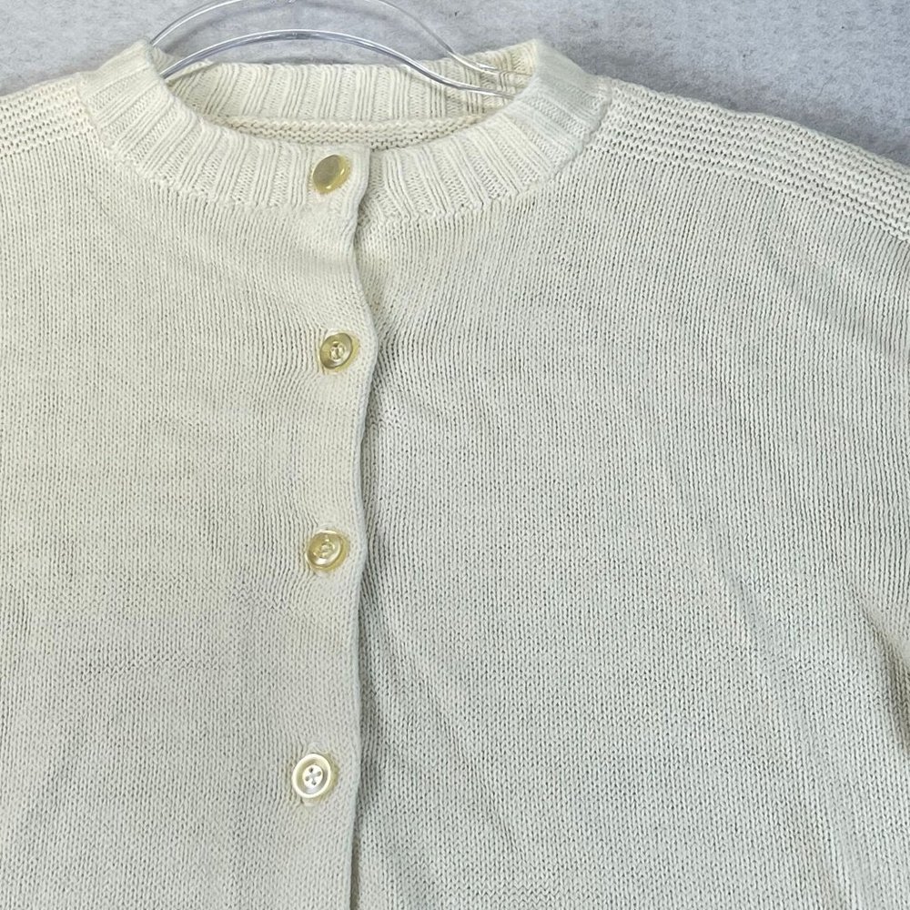 Vintage Unbranded Womens Ivory Cream Long Sleeve Pearl Button Cardigan Sweater